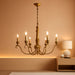 Farmhouse Vintage Antique Brass Chandelier: Distressed Gold Candle Fixture