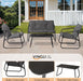 4 Piece Patio Conversation Set, Outdoor Furniture Set with Glass Coffee Table & Comfortable Cushion, All-Weather Cushioned Seating for Garden, Backyard, Porch, Grey