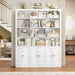 70.9" Bookcase Tall Bookshelf with Doors, Triple Wide Bookshelves | White Large Bookshelf with 10 Display Shelves, 6-Tier Tall Bookcases with Storage Cabinet, Adjustable Shelf, for Living Room