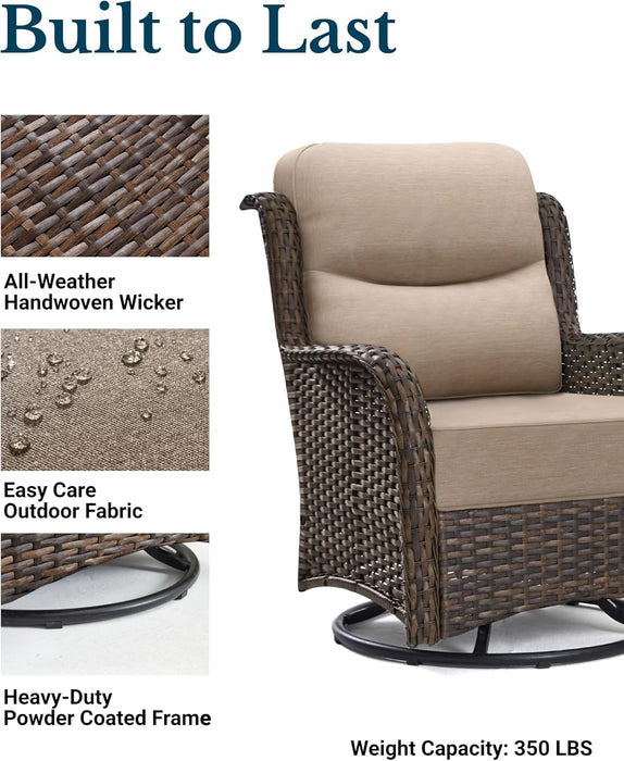 Luxury Outdoor Swivel Rocker Patio Chairs of 2 with Side Table