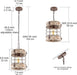 Retro Industrial Metal and Wood Chandelier 1-Light round Cage Pendant Light Fixture for Kitchen Island Foyer Hallway Bar Dining Room Restaurant, D 7.8" X H 8.58" (White Brown)