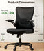 Ergonomic Office Chair Desk Chair with 3D PU Armrests and Adjustable Lumbar Support Breathable Mesh Chair Executive Rolling Swivel Comfy Task Chair for Home Office Gaming Black