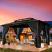 10X12 Hardtop Gazebo on Clearance with Heavy Duty Galvanized Steel Metal Roof, Aluminum Frame,Patio Hard Top Gazebos with Curtains and Netting, Outdoor Permanent Pavillon for Backyard,Black