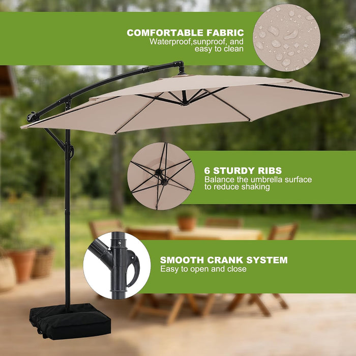 10FT Cantilever Offset Patio Outdoor Umbrella with Base Included