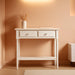 Coastal Console Table, Solid Wood, 2 Storage Drawers, Bottom Display Shelf, Narrow Depth, Easy-Assembly, for Living Room/Hallway, Orchid White, 30.0 In. W X 11.0 In. D X 28.0 In. H, 2027-WT