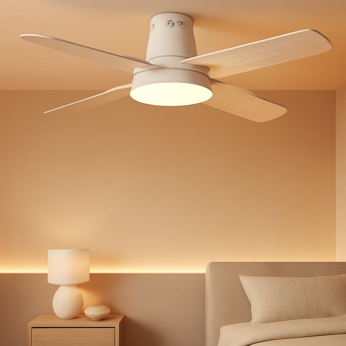 Ceiling Fans with Lights, 12 Speeds & 3 Fan Modes, Quiet DC Motor, Low Profile Easy to Install, Flush Mount Smart Ceiling Fan with Dimmable LED, 12H Timer for Bedroom, Remote, White, 44''