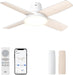 Ceiling Fans with Lights, 12 Speeds & 3 Fan Modes, Quiet DC Motor, Low Profile Easy to Install, Flush Mount Smart Ceiling Fan with Dimmable LED, 12H Timer for Bedroom, Remote, White, 44''