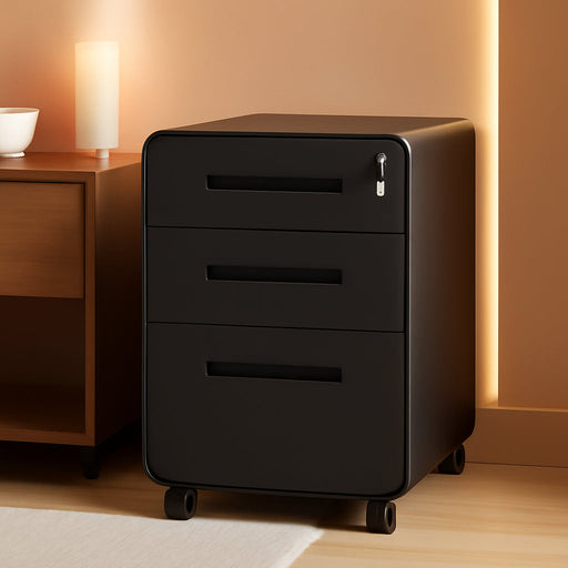 3 Drawer File Cabinet with Lock, Fully Assembled except Casters
