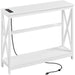 Yaheetech Console Table with Power Outlets, 40 Inches Entryway Table with Charging Station, Wood Sofa Table with Storage Shelves, Side Table, for Hallway, Bedroom, Living Room, Foyer, White