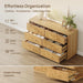 55" Extra Wide Dresser for Bedroom - Burl 6 Drawer Chest of Drawers