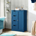 Wooden Bathroom Floor Cabinet, Side Storage Organizer Cabinet with 4 Drawers and 1 Cupboard, Freestanding Entryway Storage Unit Console Table, Bathroom Furniture Home Decor, Navy Blue