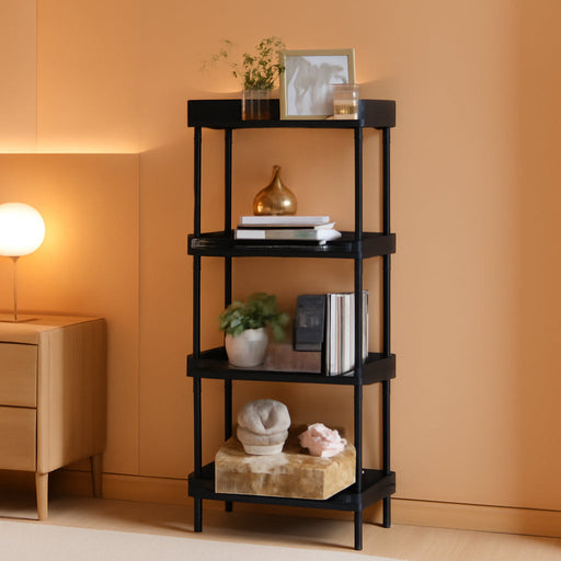 Bookcase Bookshelf, Small Bookshelf for Small Spaces, Wooden Book Shelf Small Bookcase for Living Room Bedroom, Rustic Etagere Bookshelves Bookcases Storage Organizer, 4-Tier Black