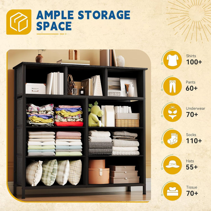 Durable Fabric Dresser With Nine Drawers Organizer