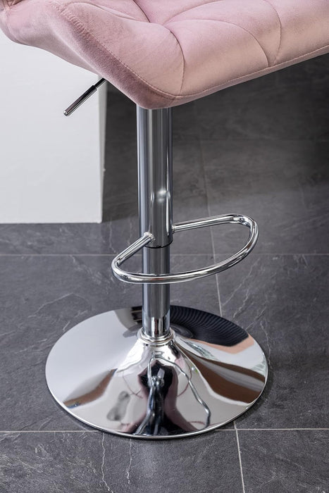 Breni Velvet Diamond Tufted Swivel Adjustable Height Barstools, Set of 2, Mauve