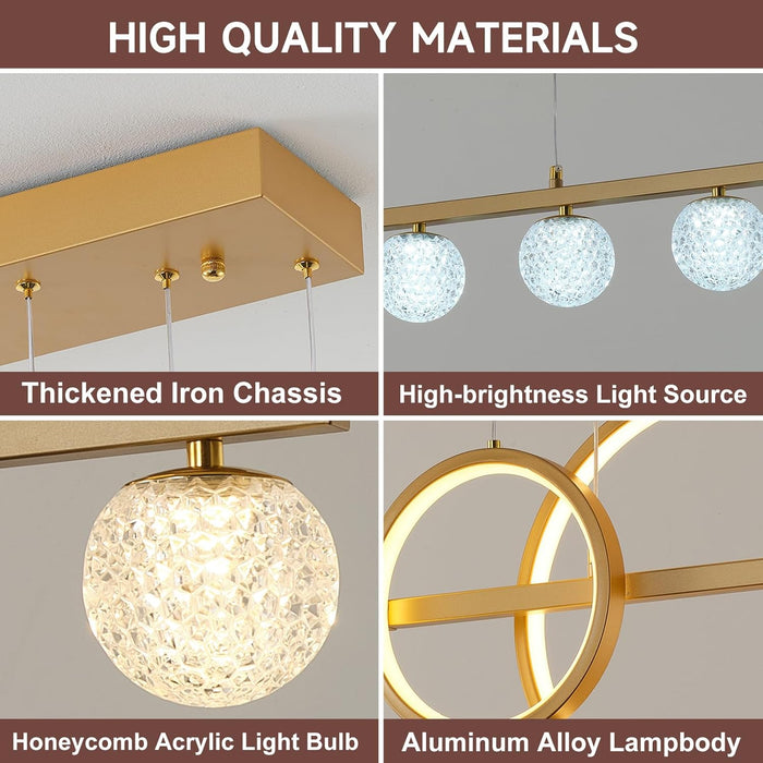 Gold Dimmable LED Chandelier Pendant Lighting Dining