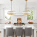 19.7" Gold Drum Chandelier with White Linen Lampshade 4-Light Modern Farmhouse Chandelier Light Fixture for Dining Room, Kitchen Island, Foyer Entryway Bedroom