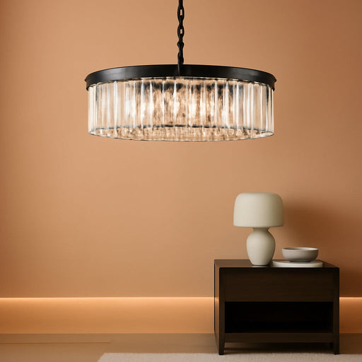 Black 30 Inch Multifacted Crystal Chandelier Light