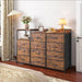 Dresser for Bedroom with 11 Drawers, Open Shelf, 49.6" W, Brown