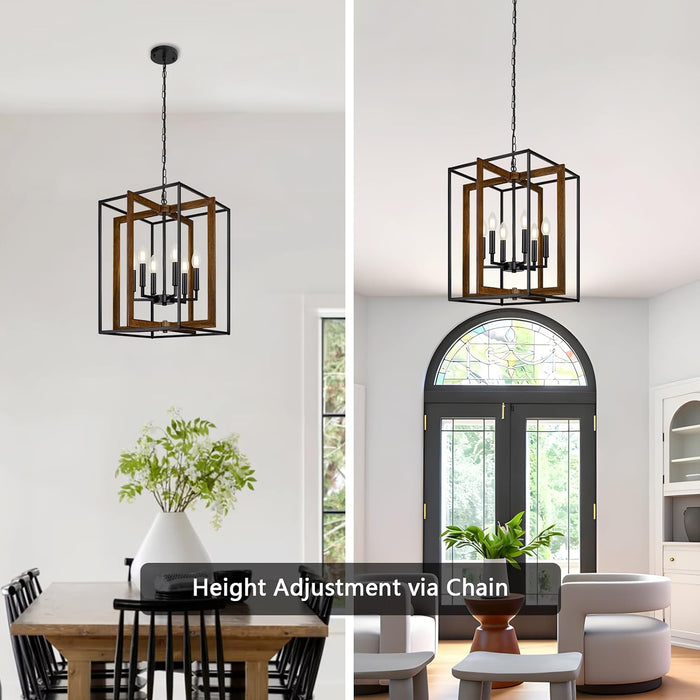 Six Lights Farmhouse Chandelier Rustic Black Finish