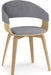 Lowell Mid Century Modern Bentwood Dining Chair with Light Wood in Light Grey Polyester Linen, for the Dining Room