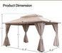 Outdoor Patio Gazebo 10'X13' with Expansion Bolts, Heavy Duty Gazebos Party Tent Shelter with Double Roofs, Mosquito Nets and Privacy Screens for Backyard, Garden, Lawn, Khaki