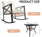 Patio Furniture Set 3 Piece, Rattan Rocking Bistro Table and Chairs Set of 2, Wicker Outdoor Indoor Conversation Set with Soft Thick Cushions and 2-Tier Coffee Table for Balcony, Lawn, Backyard