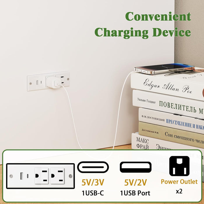 Murphy Bed with Built-In Charging Station, Space-Saving Murphy Bed Chest Twin with Drawer, Foldable, for Home Office Guest Room Bedroom White