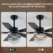 Black 42Inch Chandelier Ceiling Fan App Smart Lighting