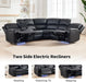 Power Reclining Sectional Sofa with LED Light, Faux Leather Sectional Couch for Living Room, Modern Corner Furniture Sets with 2 Recliner Seats, Cup Holders, Storage Console, Black