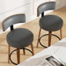 Swivel Bar Stools Set of 4, 26" Upholstered Faux Leather Counter Height Bar Stools with Back and Bentwood Legs, Mid Century Modern Bar Chairs Island Stools for Kitchen Counter, Dark Grey
