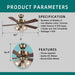 42 Inch Indoor Ceiling Fan with Pull-Chain and Three LED Light Bulbs Base, Traditional 3-Speeds Reversible Blades Ceiling Fan (Antique)