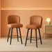 Swivel Counter Height Bar Stools Set of 2, 26'' Modern Barstools with Backs and Metal Legs, Upholstered Bar Chairs, Faux Leather Whiskey Brown Stools for Kitchen Island Chairs
