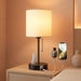 Small Bedside Table Lamp for Bedroom - 3 Color Temperatures Bedside Lamps with USB C and a Ports, Pull Chain Table Lamps with AC Outlet, White Nightstand Lamps with Black Metal Base for Kids Reading