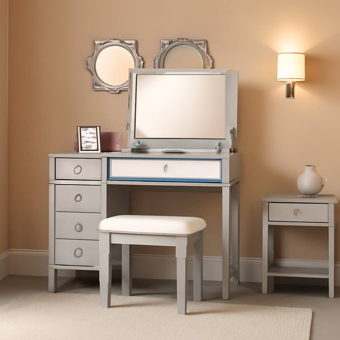 Silver and Mirror Accented Vanity Set