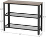 40" Industrial Console Table, 3 Tier Entryway Table with Storage Shelf, Narrow Sofa Table for Living Room, Hallway, Entrance Hall, Corridor, Bedroom, Greige and Black ULNT081B02