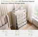 5 Drawers Dresser for Bedroom, 45.7" Tall Large Dresser & Chests of Drawers with Metal Handle, Clothes Storage Organizer Dresser W/Natural Texture for Bedroom, Living Room-Grey White