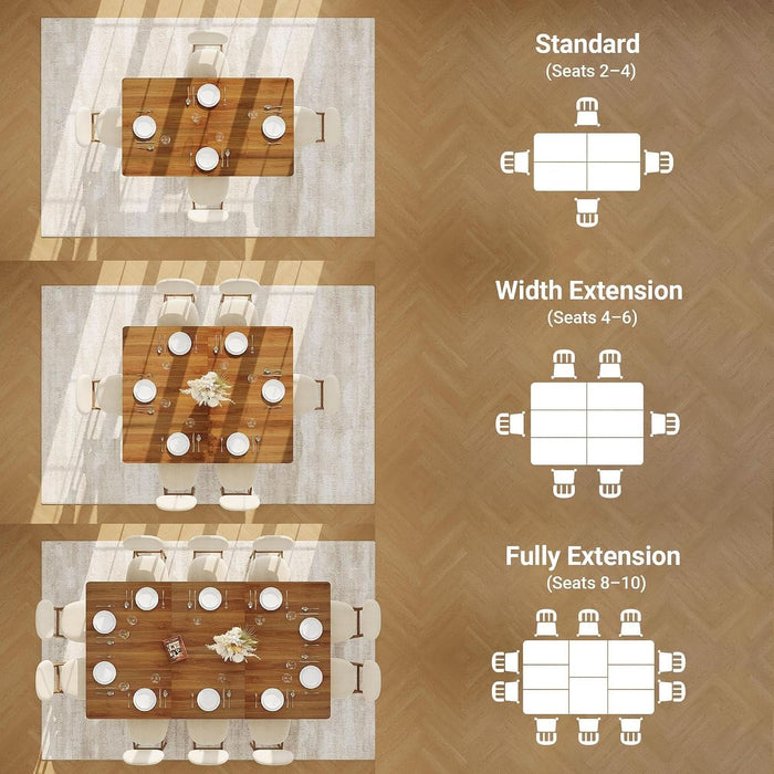 7-Piece 2-Way Extendable Dining Table Set for 4-10, Walnut