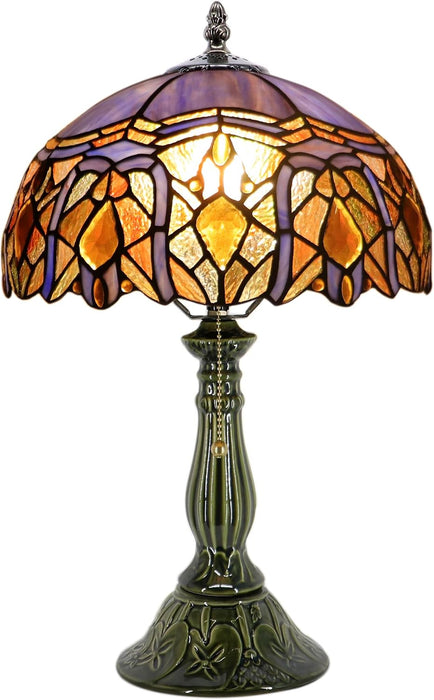 Tiffany Style Stained Glass Table Lamp 18.5 Inch - Purple Jewelry