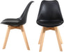 Set of 2 Modern Style Chair Dining Chairs, Shell Lounge Plastic Chair with Natural Wood Legs (Black)