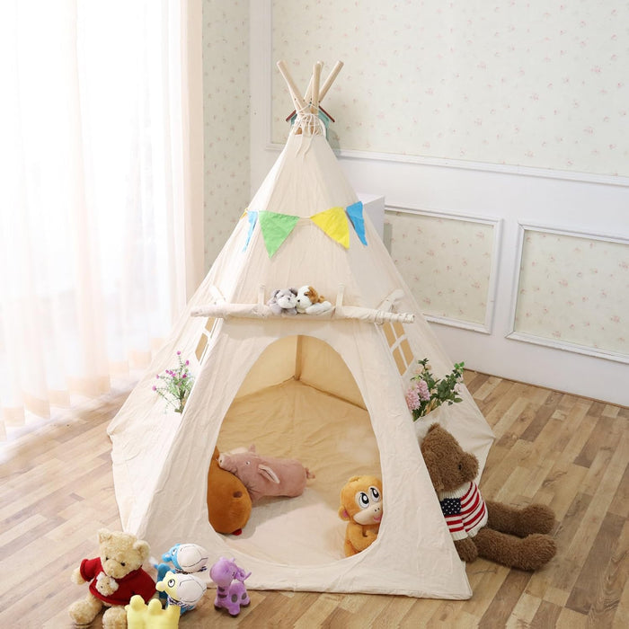 Children Playhouse Huge Indian Canvas Teepee Kids Play House with Two Windows - Comes with a Canvas Carry Bag