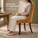 Upholstered Dining Chairs Set of 6, Gold Fabric, Curved Brown Wood Legs