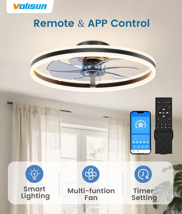 Bladeless Low Profile Ceiling Fan Featuring Dimmable Lighting