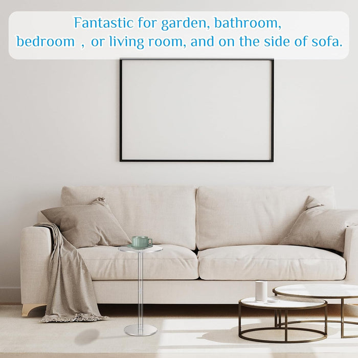 Two Piece Acrylic Side Tables Clear 10x10x24.2Inches