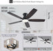 52 Inch Brown Modern Ceiling Fans with Lights, Low Profile Ceiling Fan with Remote/App Control, DC Reversible Motor, Dimmable LED Ceiling Fans for Bedroom,Indoor/Outdoor