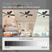 52 Inch Ceiling Fans with Lights, Black Ceiling Fan and Remote/App Control, 2 Downrods, DC Reversible, Noiseless, Dimmable, 5 Dual-Sided Blades Modern Ceiling Fan for Indoor/Outdoor Use