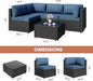 Patio Furniture Sets, 5-Piece Outdoor Patio Furniture with Thick Cushions, Wicker Outdoor Conversation Set Sectional Sofa for Backyard, Poolside, Garden, Aegean Blue