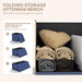 Ottoman Folding Storage Bench, 43X15X15 Inch, Foot Rest Stool for Living Room, Bedroom, Entryway, End of Bed - Multi-Functional Ottoman with Storage Navy Blue