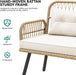 L-Shaped Rattan Patio Furniture Set Light Brown Beige