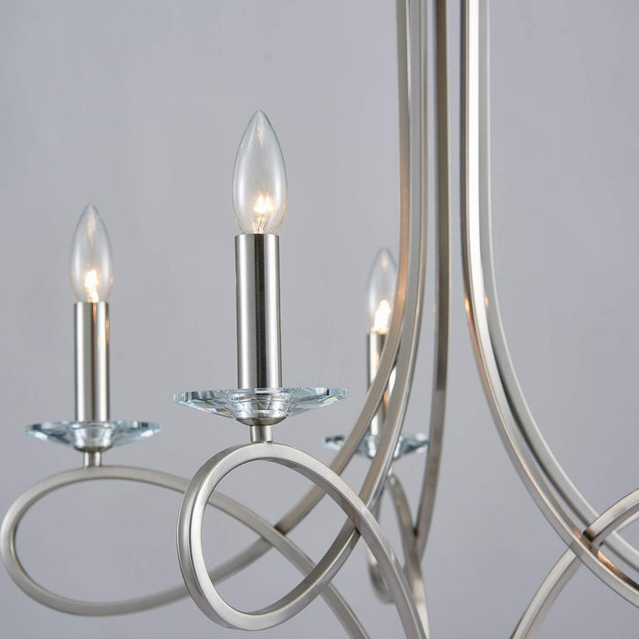 Nickel Chandelier Five Lights Seventeen Inch Height