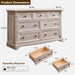 Farmhouse 7 Drawers Dresser for Bedroom, 54" Wide Wood Rustic Chest of Drawers W/Roman Column, Wooden Storage Dressers Organizer for Bedroom, Living Room, Light Rustic Oak